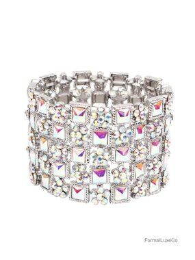 Art Deco Crystal Stretch Bangle Bracelet for Women Wedding Bridal